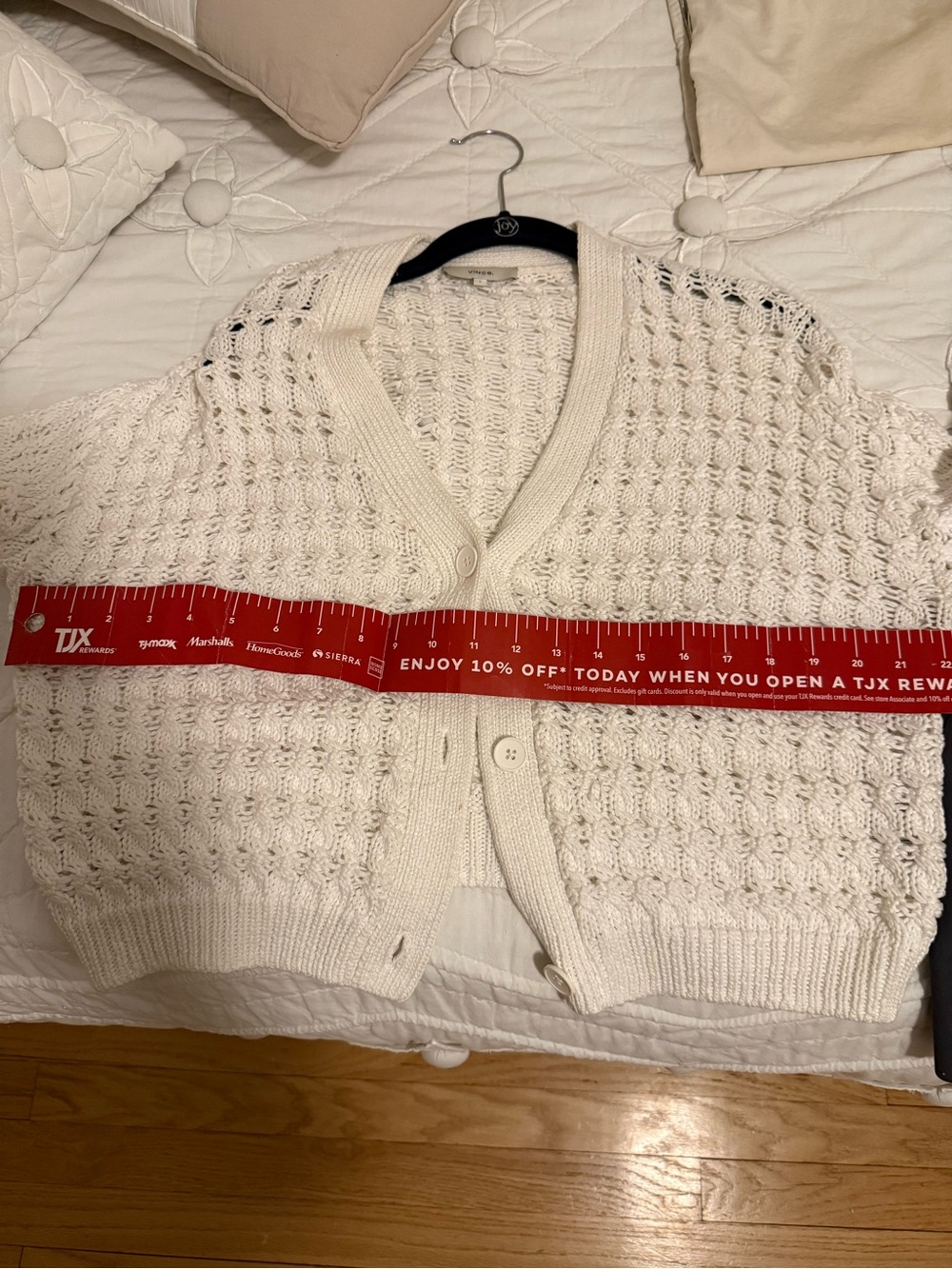 Vince Cream Open-Knit V-Neck Cardigan - Picture 7 of 7